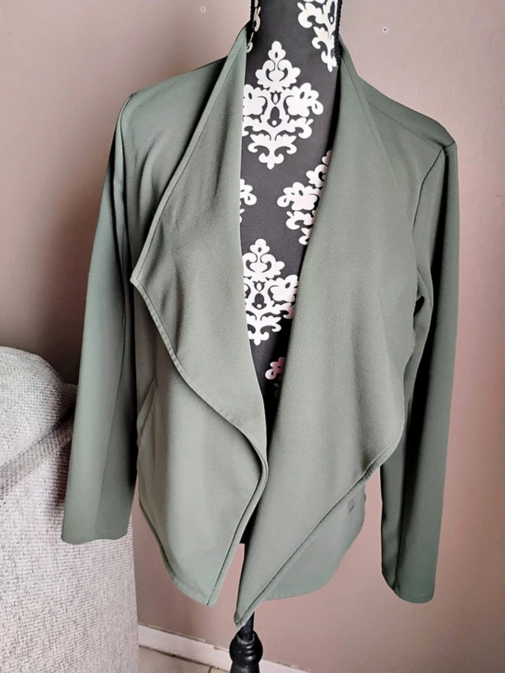 Nordstrom Rack Draped Front Blazer in Green Size Large Like New